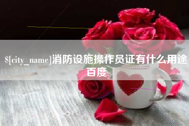 徐州消防设施操作员证有什么用途百度